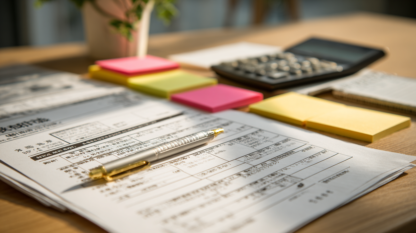 補助金申請書類と電卓