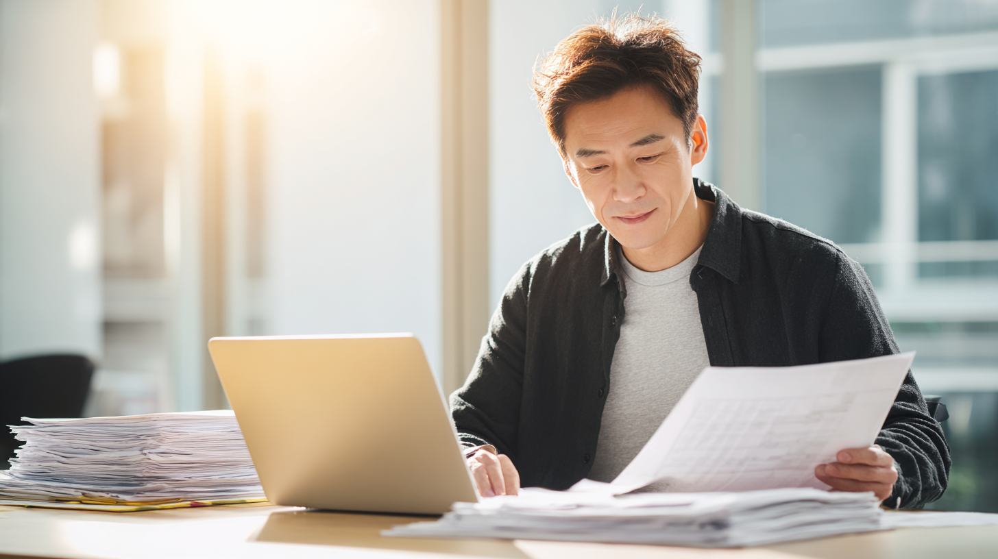 開業資金の書類を確認する柔道整復師