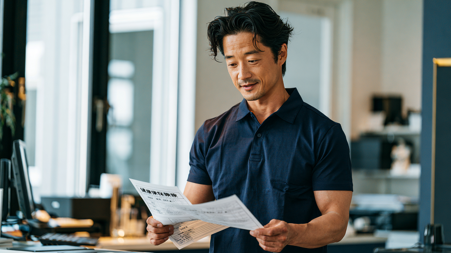 保険請求の書類を確認する柔道整復師